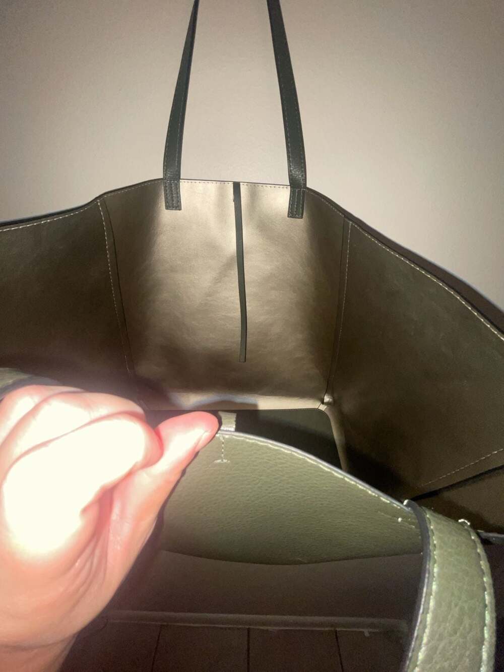 Leather & Suede Army Green Tote Bag